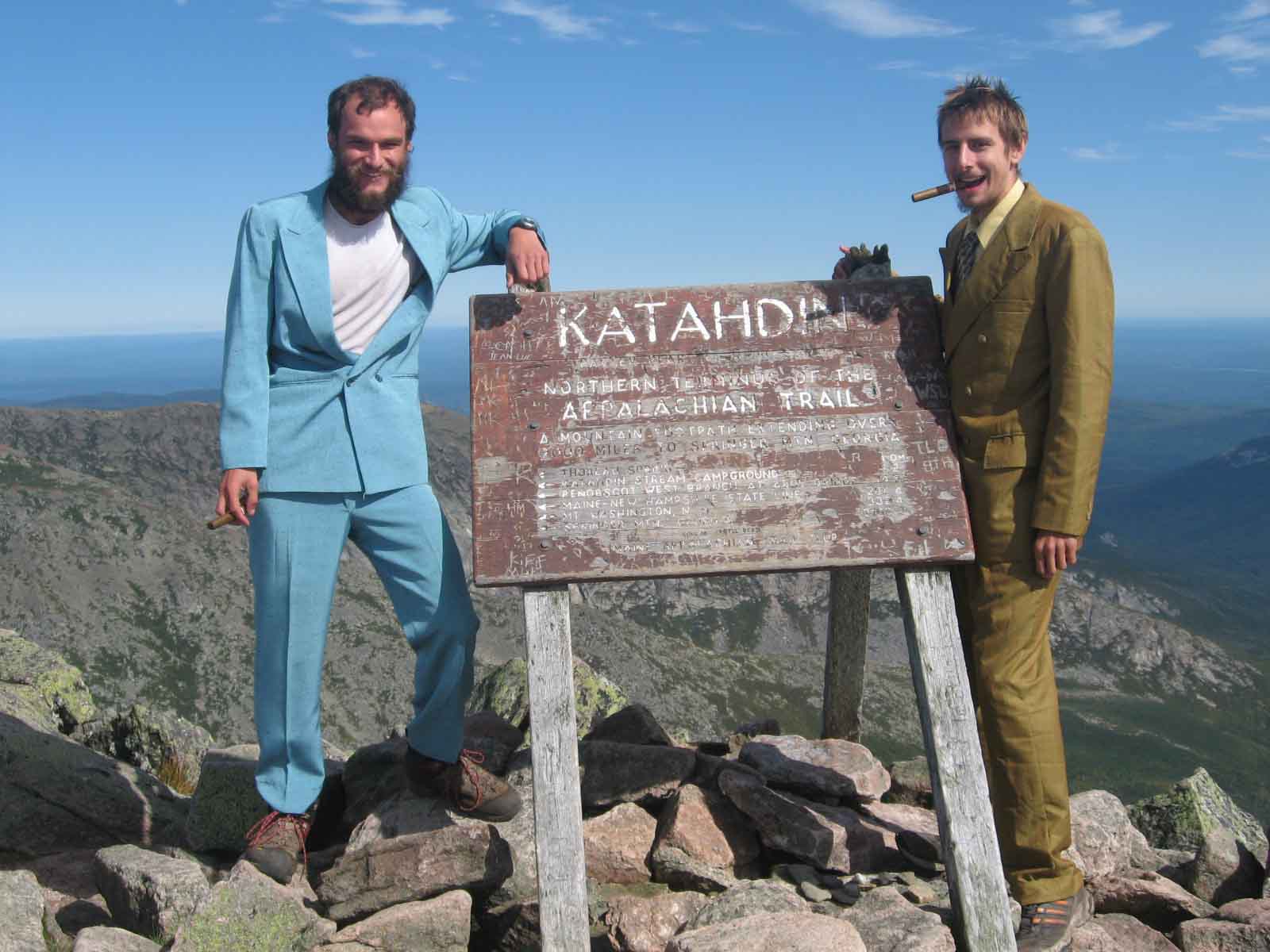 Optimus and Turok celebrate at the summit of Mount Katahdin!